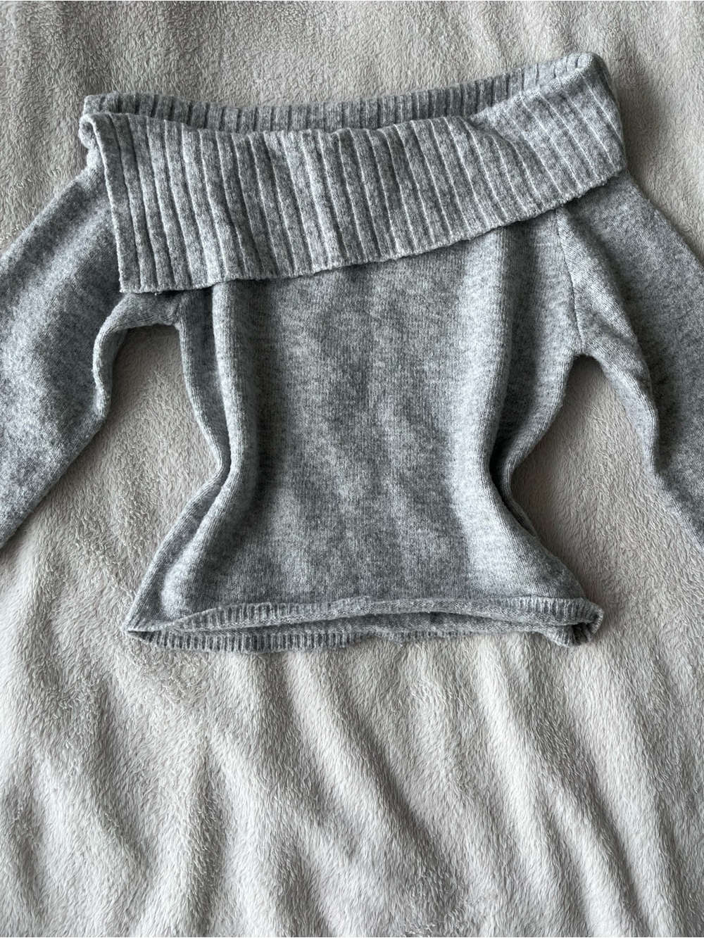 Garage Off-the-Shoulder Sweater in Light Gray
